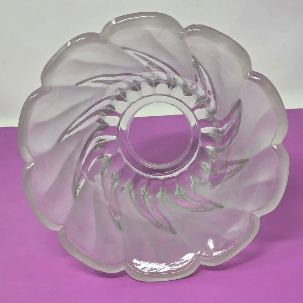 Vintage Clear & Frosted Glass Light‎ Shade With Swirl Design